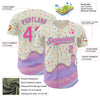 Maxcorners Custom Cream Pink-Ice Blue Foodie Dripping Ice Cream Authentic Baseball Jersey LM2605