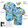Maxcorners Custom White Royal 3D Pattern Design Beach Hawaii Palm Trees And Flowers Authentic Baseball Jersey LM2605