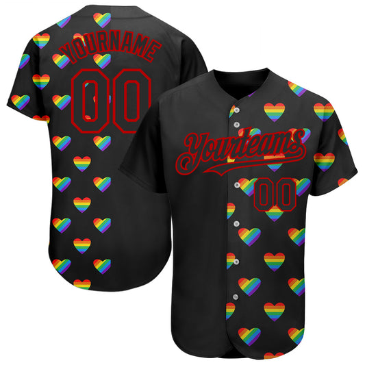 Maxcorners Custom Rainbow For Pride Month Love Is Love LGBT 3D Authentic Baseball Jersey LM2605
