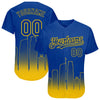 Maxcorners Custom Royal Yellow 3D Los Angeles City Edition Fade Fashion Authentic Baseball Jersey LM2605