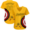 Maxcorners Custom Gold Black-Red 3D Pattern Design Dart Board Target Authentic Baseball Jersey LM2605