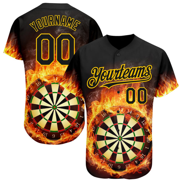 Maxcorners Flame Dart Board Target 3D Pattern Design Baseball Jersey 3D Shirt