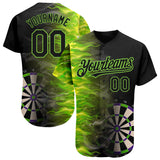 Maxcorners Black Neon 3D Pattern Design Fiery Dart Board Authentic Baseball Jersey 3D Shirt