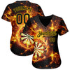 Maxcorners Custom Black Gold 3D Pattern Design Flame Dart Board Authentic Baseball Jersey LM2605