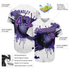 Maxcorners Custom White Purple-Gray 3D Pattern Design Bowling Ball Authentic Baseball Jersey LM2605