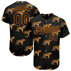 Maxcorners Custom Black Bay Orange 3D Pattern Design Tiger Authentic Baseball Jersey LM0609