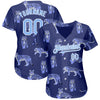 Maxcorners Custom Dark Purple Light Blue-White 3D Pattern Design Tiger Authentic Baseball Jersey LM2605