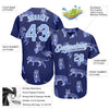 Maxcorners Custom Dark Purple Light Blue-White 3D Pattern Design Tiger Authentic Baseball Jersey LM2605