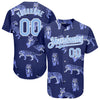 Maxcorners Custom Dark Purple Light Blue-White 3D Pattern Design Tiger Authentic Baseball Jersey LM2605