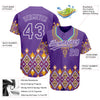 Maxcorners Custom Purple White 3D Pattern Design Traditional African Ethnic Style Authentic Baseball Jersey LM2605