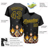 Maxcorners Custom Black Yellow 3D Pattern Design Geometric African Ethnic Style Authentic Baseball Jersey LM2605