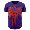 Maxcorners Custom Purple Orange 3D Pattern Design Dripping Splatter Art Authentic Baseball Jersey LM2605