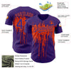 Maxcorners Custom Purple Orange 3D Pattern Design Dripping Splatter Art Authentic Baseball Jersey LM2605