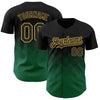 Maxcorners Custom Black Kelly Green-Old Gold 3D Pattern Design Gradient Square Shapes Authentic Baseball Jersey LM2605