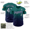 Maxcorners Custom Teal Gray-Navy 3D Pattern Design Gradient Square Shapes Authentic Baseball Jersey LM2605