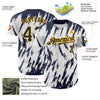 Maxcorners Custom White Navy-Gold 3D Pattern Design Abstract Sharp Shape Authentic Baseball Jersey LM2605