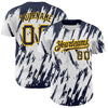 Maxcorners Custom White Navy-Gold 3D Pattern Design Abstract Sharp Shape Authentic Baseball Jersey LM2605