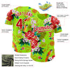 Maxcorners Custom Neon Green Red-White 3D Pattern Design Northeast China Big Flower Authentic Baseball Jersey LM2605