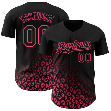 Maxcorners Custom Black Neon Pink 3D Pattern Design Leopard Print Fade Fashion Authentic Baseball Jersey LM2605