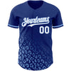 Maxcorners Custom Royal White-Light Blue 3D Pattern Design Leopard Print Fade Fashion Authentic Baseball Jersey LM2605
