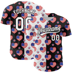 Maxcorners Custom White Red-Royal 3D American Flag Patriotic Premium Baseball Jersey LM0210