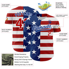 Maxcorners Custom Royal Red-White 3D American Flag Patriotic Premium Baseball Jerseys LM0210
