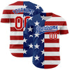 Maxcorners Custom Royal Red-White 3D American Flag Patriotic Premium Baseball Jerseys LM0210
