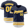 Maxcorners Custom Navy Gold-White Line Authentic Baseball Jersey LM2605