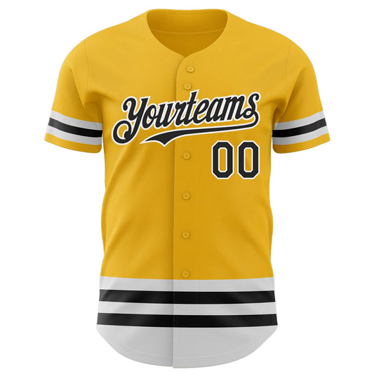 Maxcorners Custom Gold Black-White Line Authentic Baseball Jersey LM2605