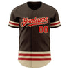 Maxcorners Custom Brown Red-Cream Line Authentic Baseball Jersey LM2605