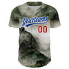 Maxcorners Custom White Red-Royal 3D Pattern Design Mountains Landscape Authentic Baseball Jersey LM2605