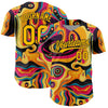 Maxcorners Custom Gold Black 3D Pattern Design Abstract Painting Authentic Baseball Jersey LM2605