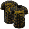 Maxcorners Custom Black Gold 3D Pattern Design Halftone Geometric Shapes Authentic Baseball Jersey LM2605
