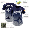 Maxcorners Custom Navy Gray-White 3D Pattern Design Gradient Style Twinkle Star Authentic Baseball Jersey LM2605