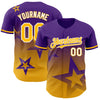 Maxcorners Custom Purple Gold-White 3D Pattern Design Gradient Style Twinkle Star Authentic Baseball Jersey LM2605