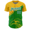 Maxcorners Custom Yellow Kelly Green-White 3D Pattern Design Animal Eagle Authentic Baseball Jersey LM2605