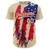 Maxcorners Custom Cream Red-Royal 3D Pattern Design American Spirit American Eagle And Stars Authentic Baseball Jersey LM2605