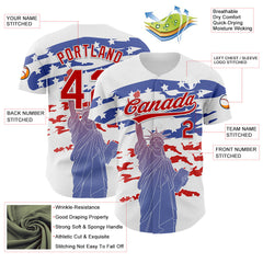 Maxcorners Custom White Light Blue-Pink Premium American Flag Fashion Baseball Jersey LM0210