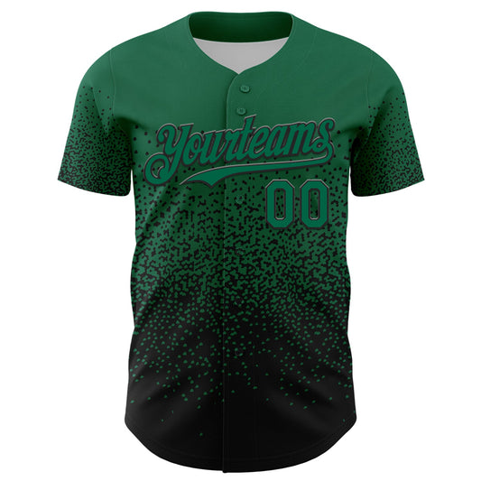 Maxcorners Custom Kelly Green Black 3D Pattern Design Gradient Style Irregular Shape Authentic Baseball Jersey LM2605