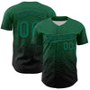 Maxcorners Custom Kelly Green Black 3D Pattern Design Gradient Style Irregular Shape Authentic Baseball Jersey LM2605