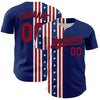 Maxcorners Custom US Navy Blue Red 3D American Flag And Star Authentic Baseball Jersey LM2605