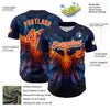 Maxcorners Custom Navy Orange-White 3D Pattern Design Rave Phoenix Authentic Baseball Jersey LM2605