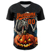 Maxcorners Custom Black Orange 3D Halloween Classic Authentic Baseball Jersey LM2605