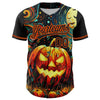 Maxcorners Custom Black Orange 3D Halloween Authentic Baseball Jersey LM2605