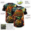 Maxcorners Custom Black Gold 3D Halloween Authentic Baseball Jersey LM2605