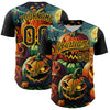 Maxcorners Custom Black Gold 3D Halloween Authentic Baseball Jersey LM2605