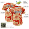 Maxcorners Custom Red White-Black 3D Tropical Hawaii Flower And Tiki Mask Authentic Baseball Jersey LM2605