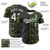 Maxcorners Custom Black Green-Bay Orange 3D St. Patrick's Day Shamrock Authentic Baseball Jersey LM2605