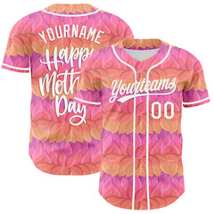 Maxcorners Custom Pink White-Purple 3D Pattern Design Mother's Day Flower Authentic Baseball Jersey LM0609