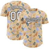 Maxcorners Custom Brown White-Black 3D Hawaii Tropical Palm Leaves Authentic Baseball Jersey
 LM0609
